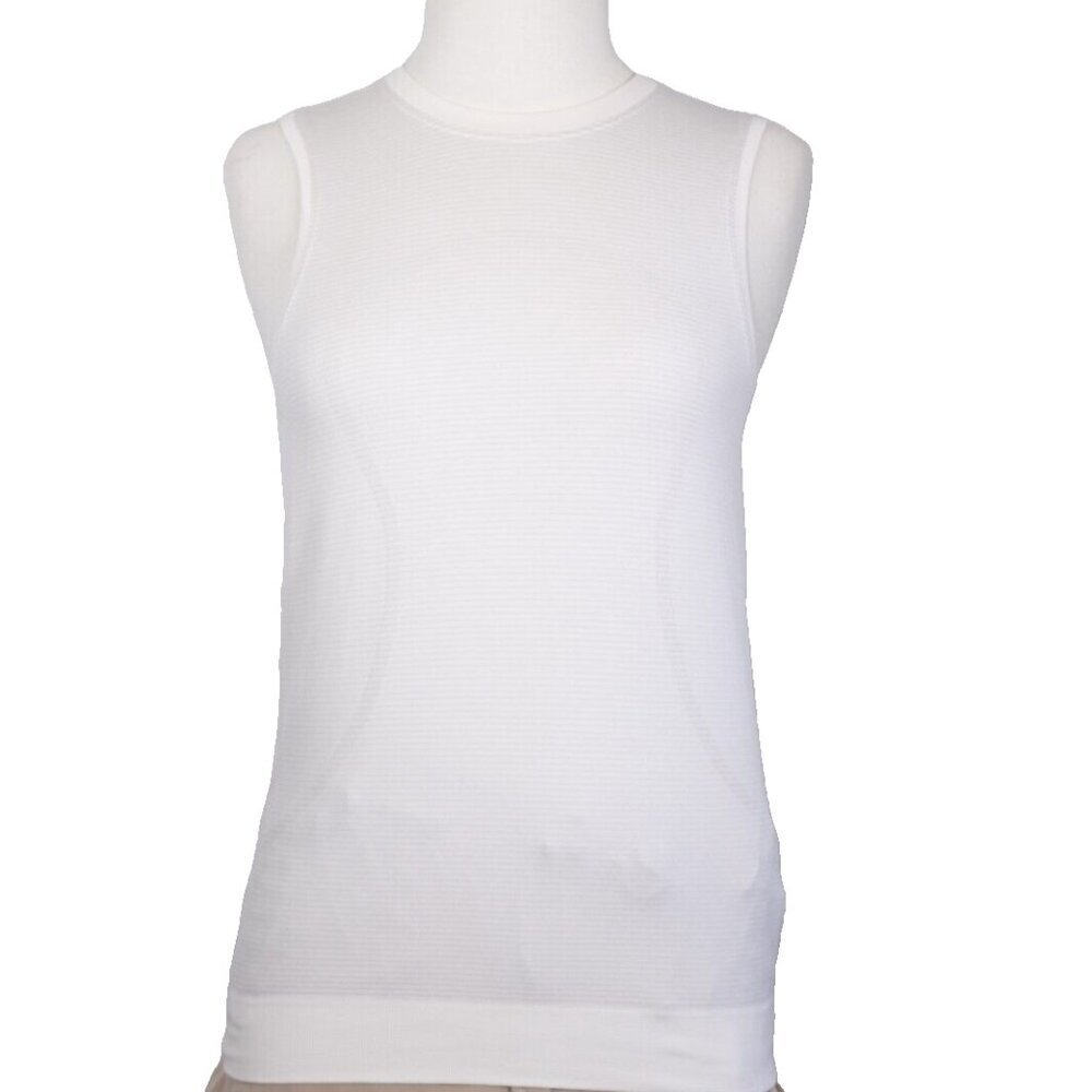 Lululemon Women's Small White T-Shirt Crew Neck Sleeveless Casual Sportswear Top